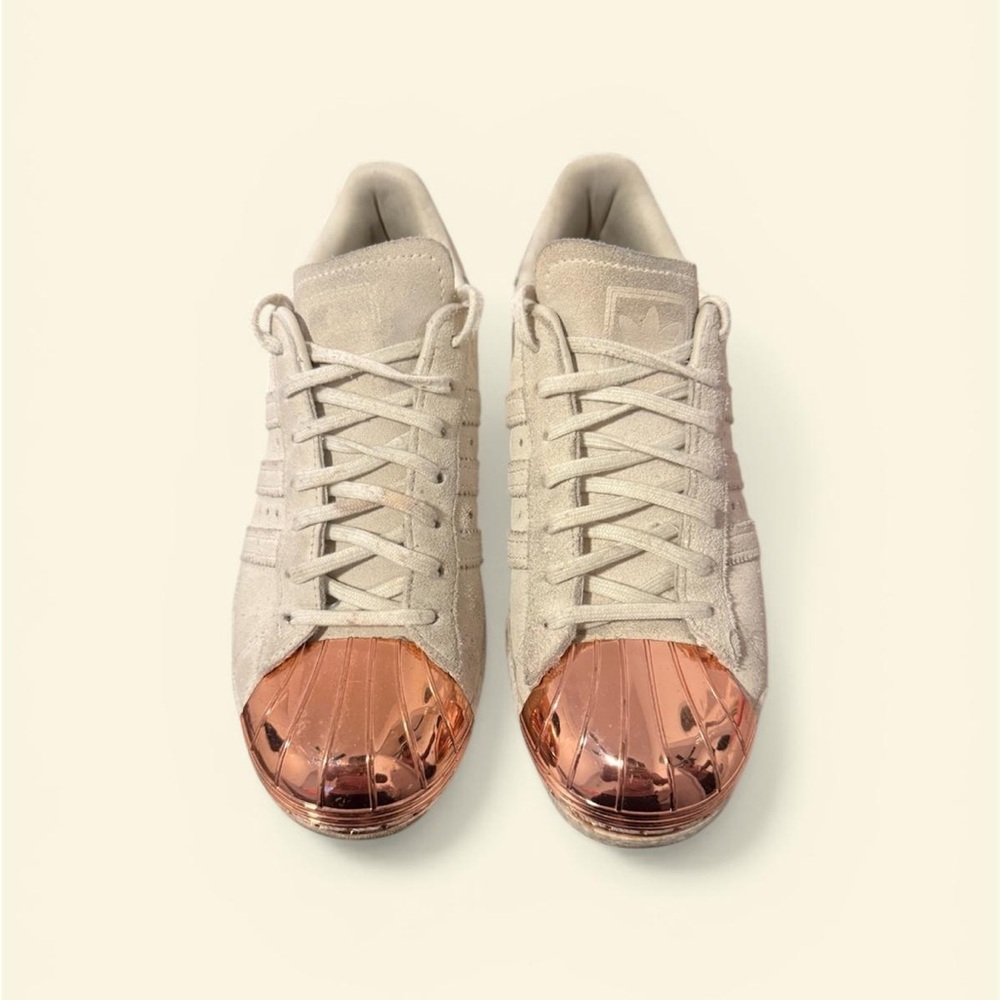 Adidas Women's Beige Sneakers with Metallic Rose Toe
